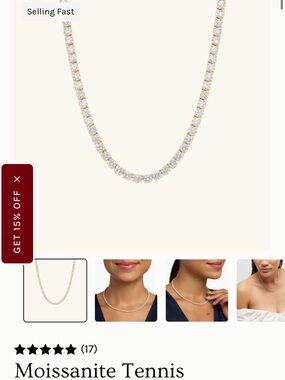 Moissanite Tennis Necklace - Gold
